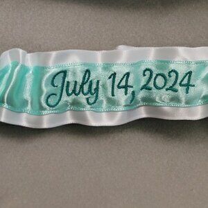 Your Date Custom Embroidered Bridal Wedding Garter Throw Toss Personalized